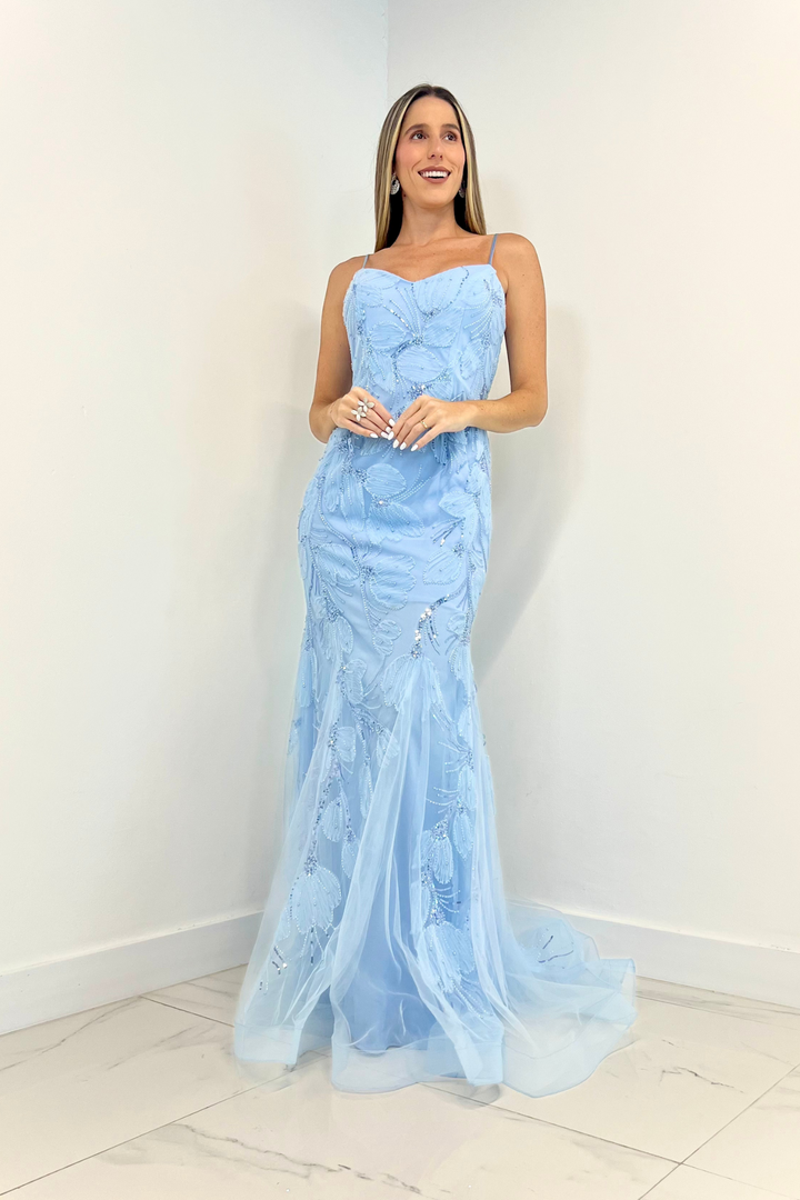Vestido largo baby blue