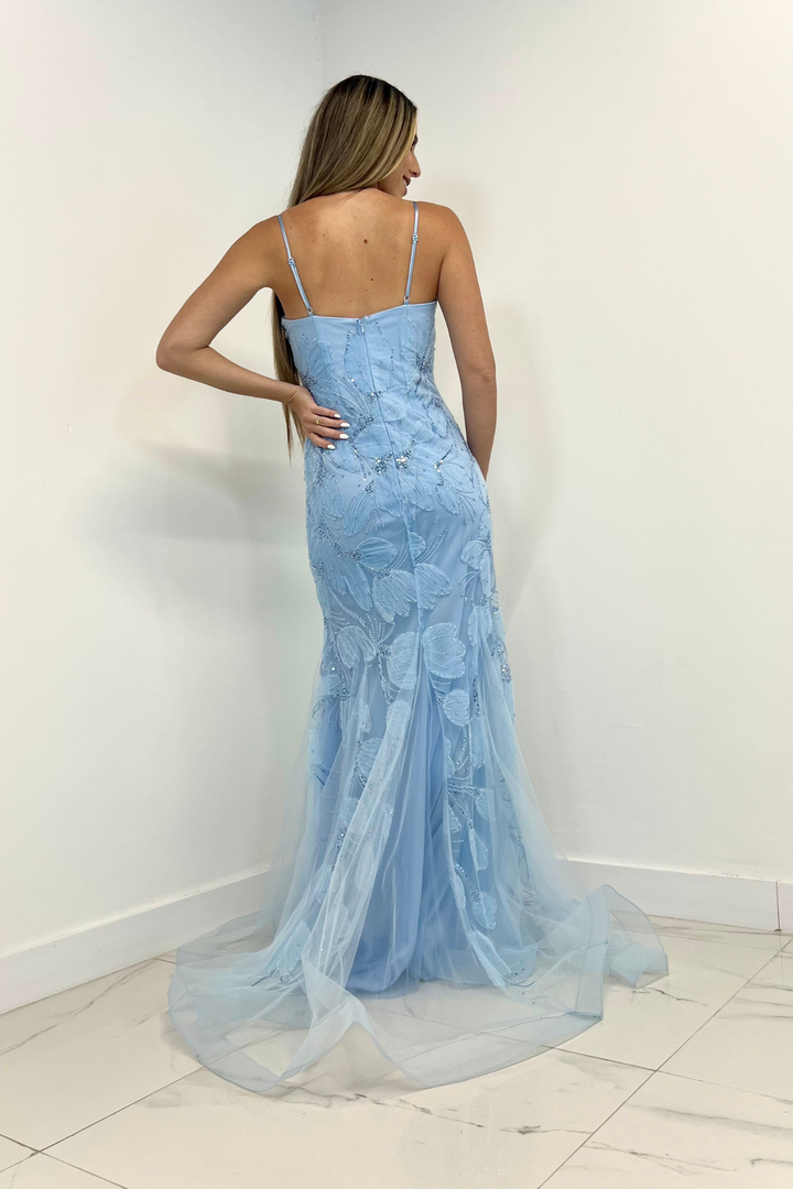 Vestido largo baby blue