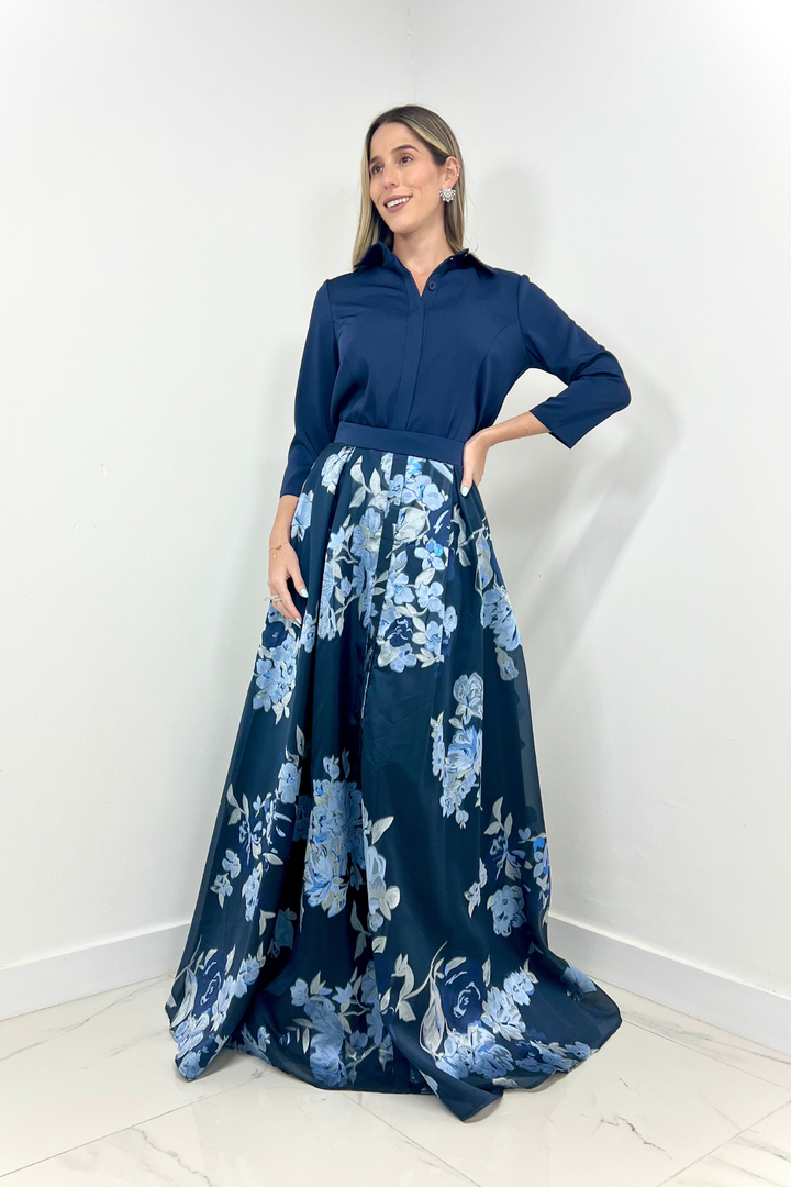 Vestido de dos piezas azul marino