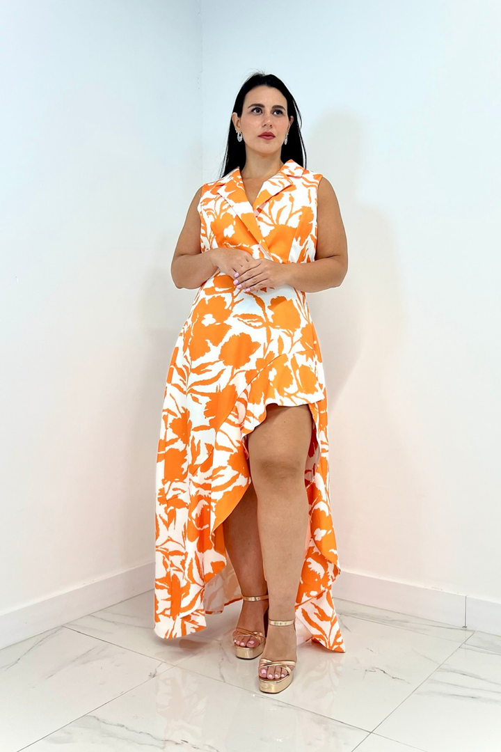 Vestido estampado con cuello camisero