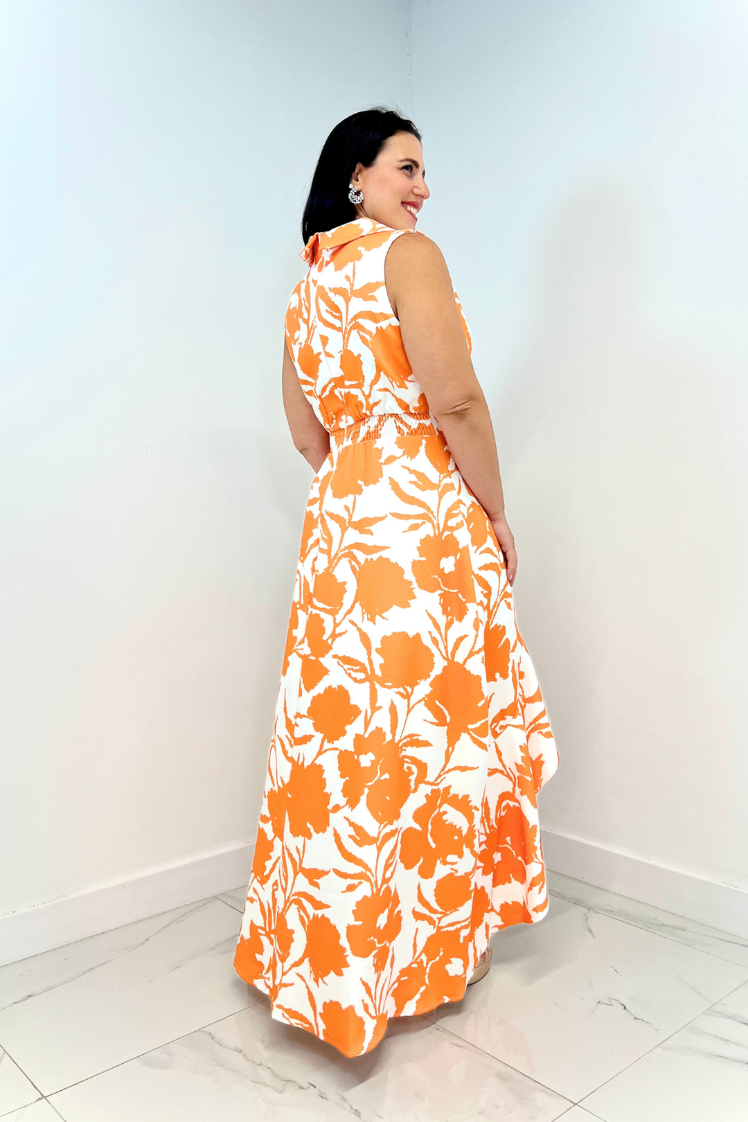 Vestido estampado con cuello camisero