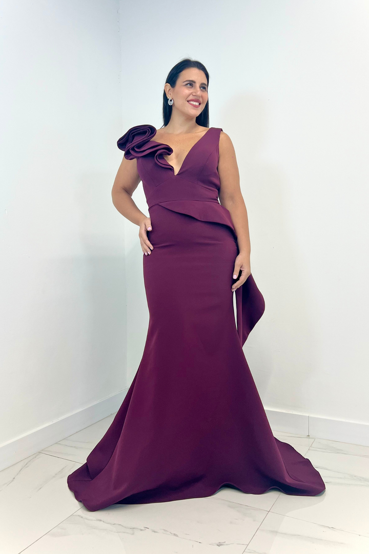 Vestido largo color vino
