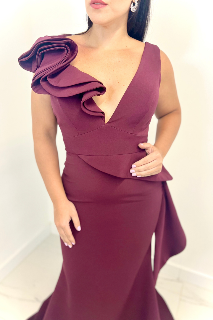 Vestido largo color vino