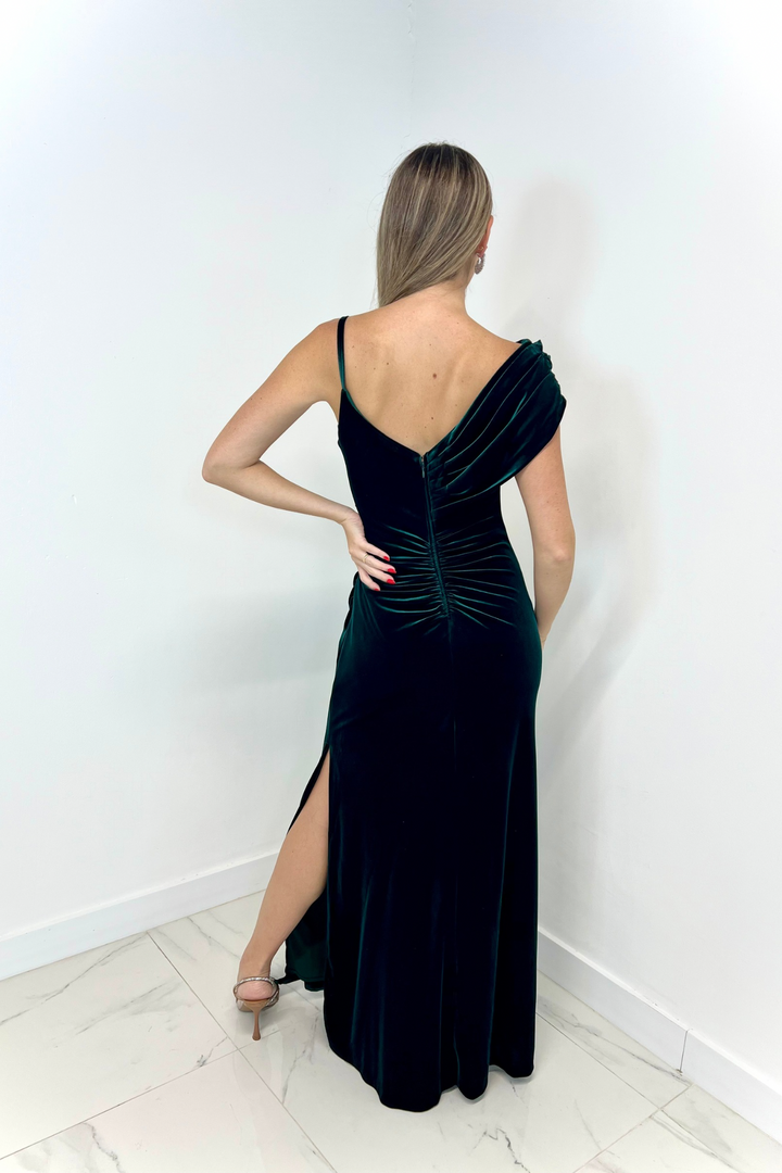 Vestido de terciopelo verde