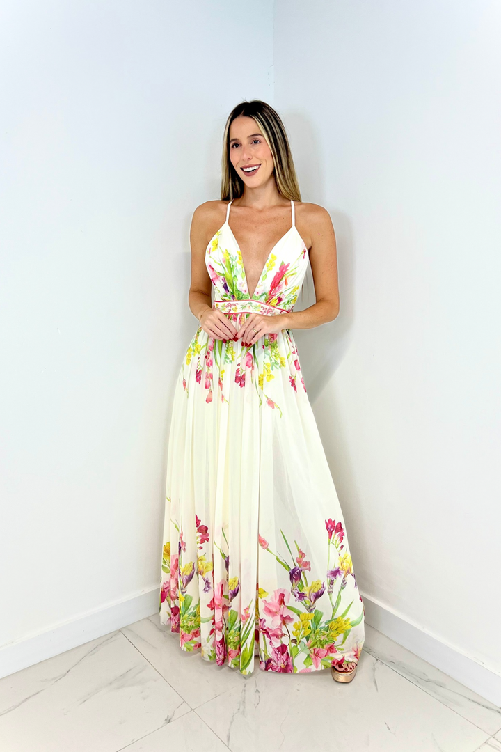 Vestido largo floreado