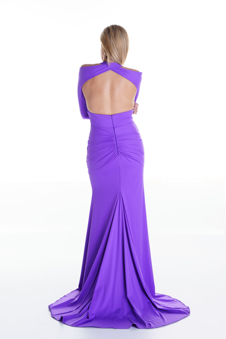 Vestido largo morado stretch