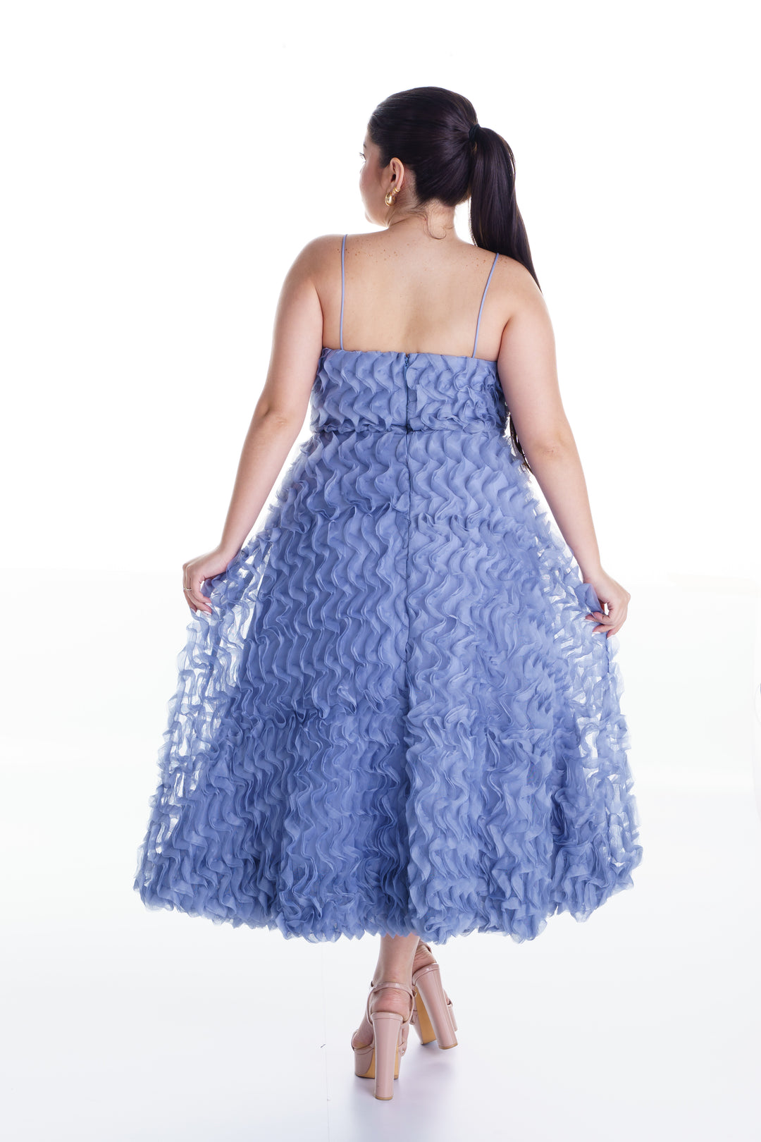 Vestido midi azul claro