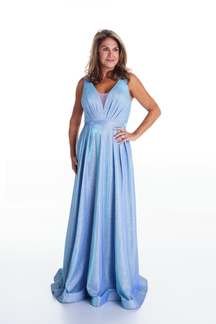 Vestido largo corte princesa escarchado