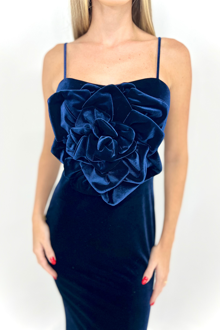 Vestido azul marino de terciopelo