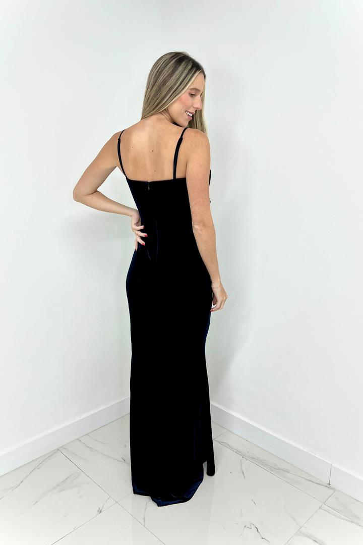 Vestido azul marino de terciopelo
