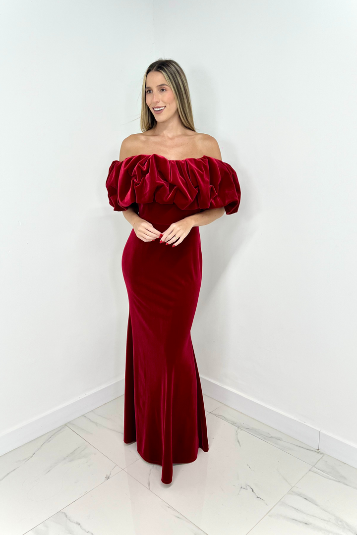 Vestido de terciopelo rojo