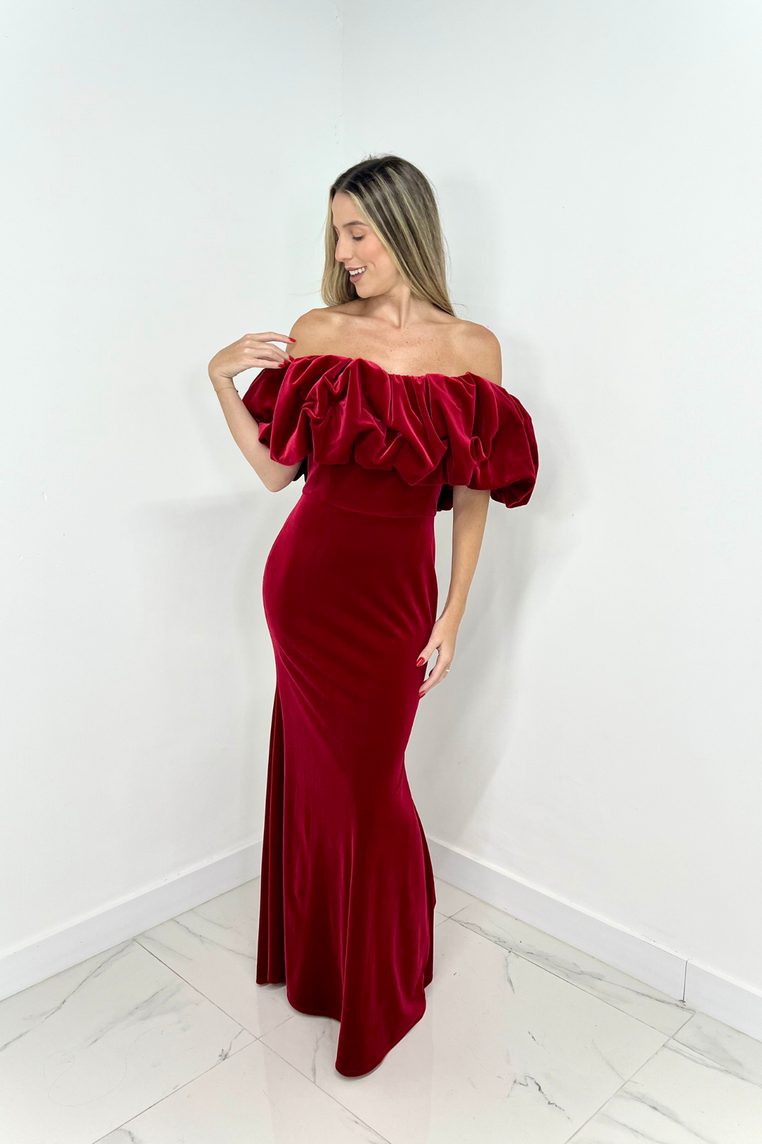 Vestido de terciopelo rojo
