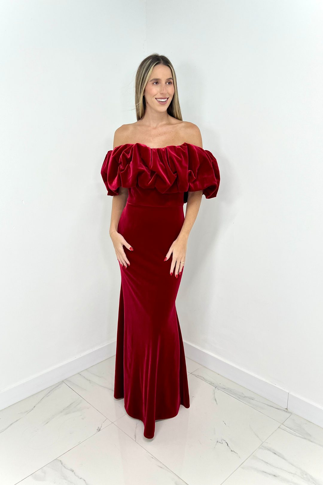 Vestido de terciopelo rojo