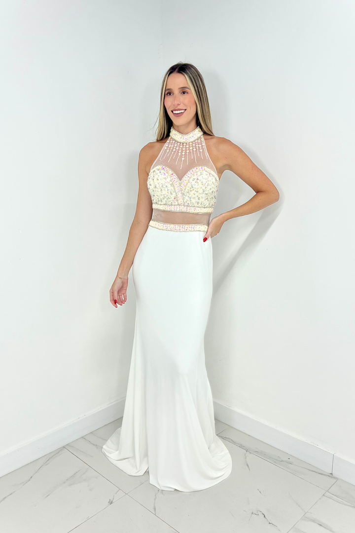 Vestido blanco corte halter