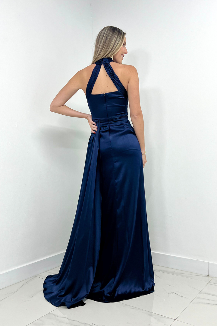 Vestido corte Halter azul