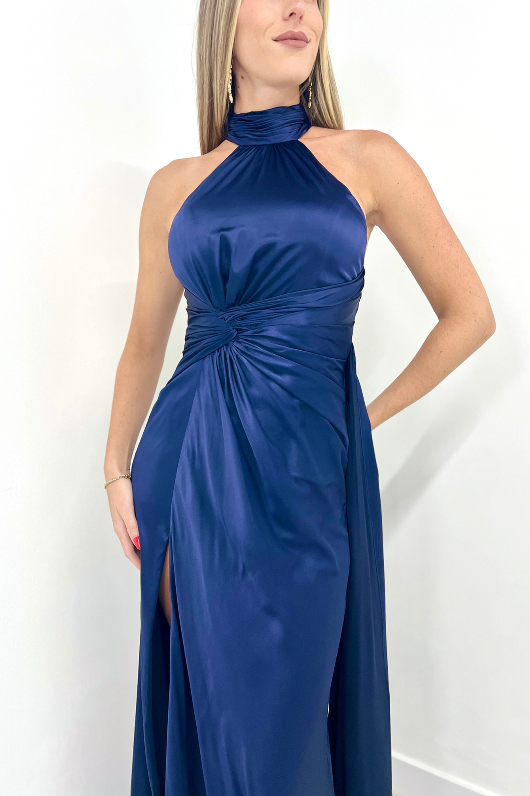 Vestido corte Halter azul