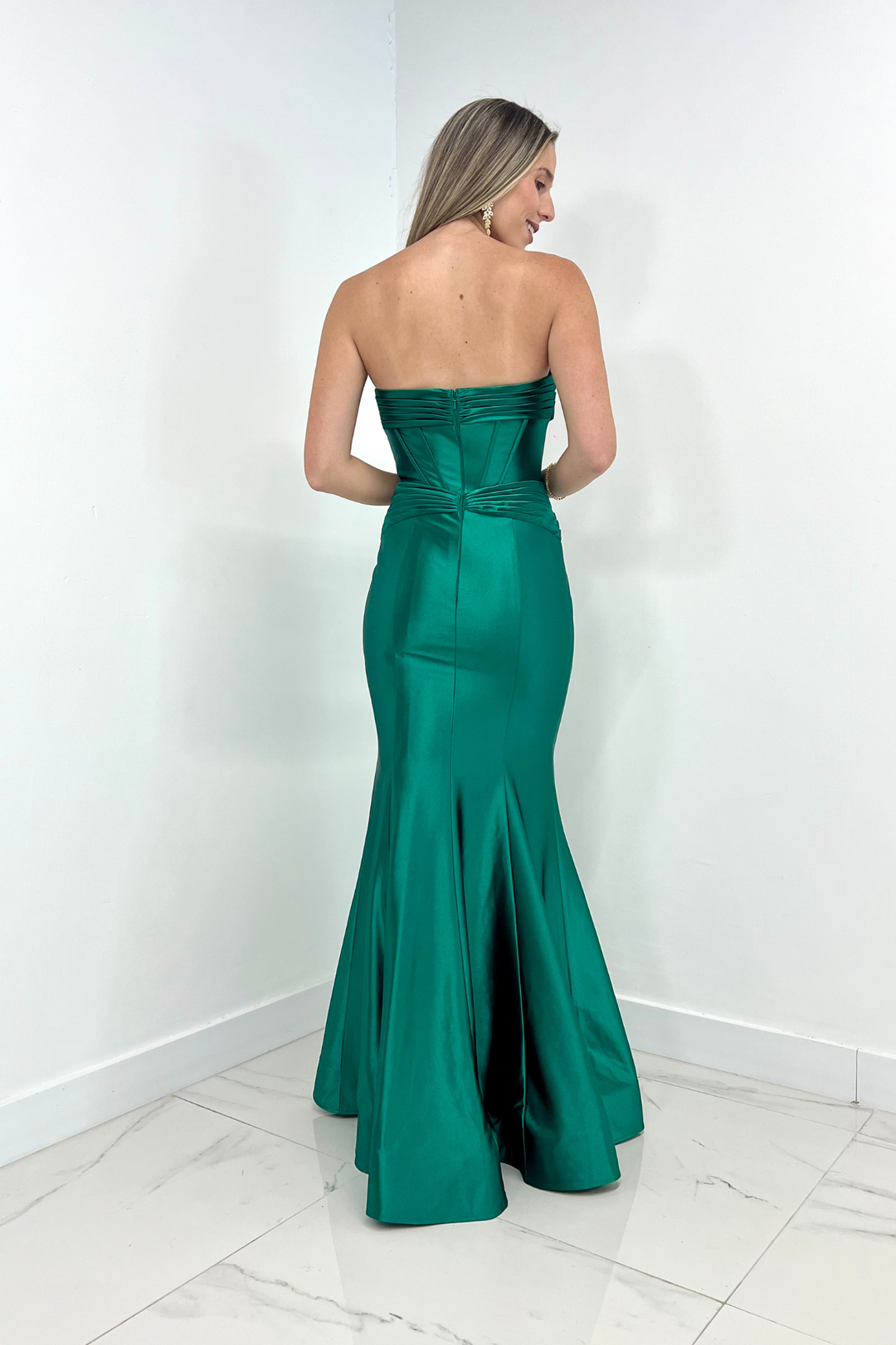Vestidos verde straplees