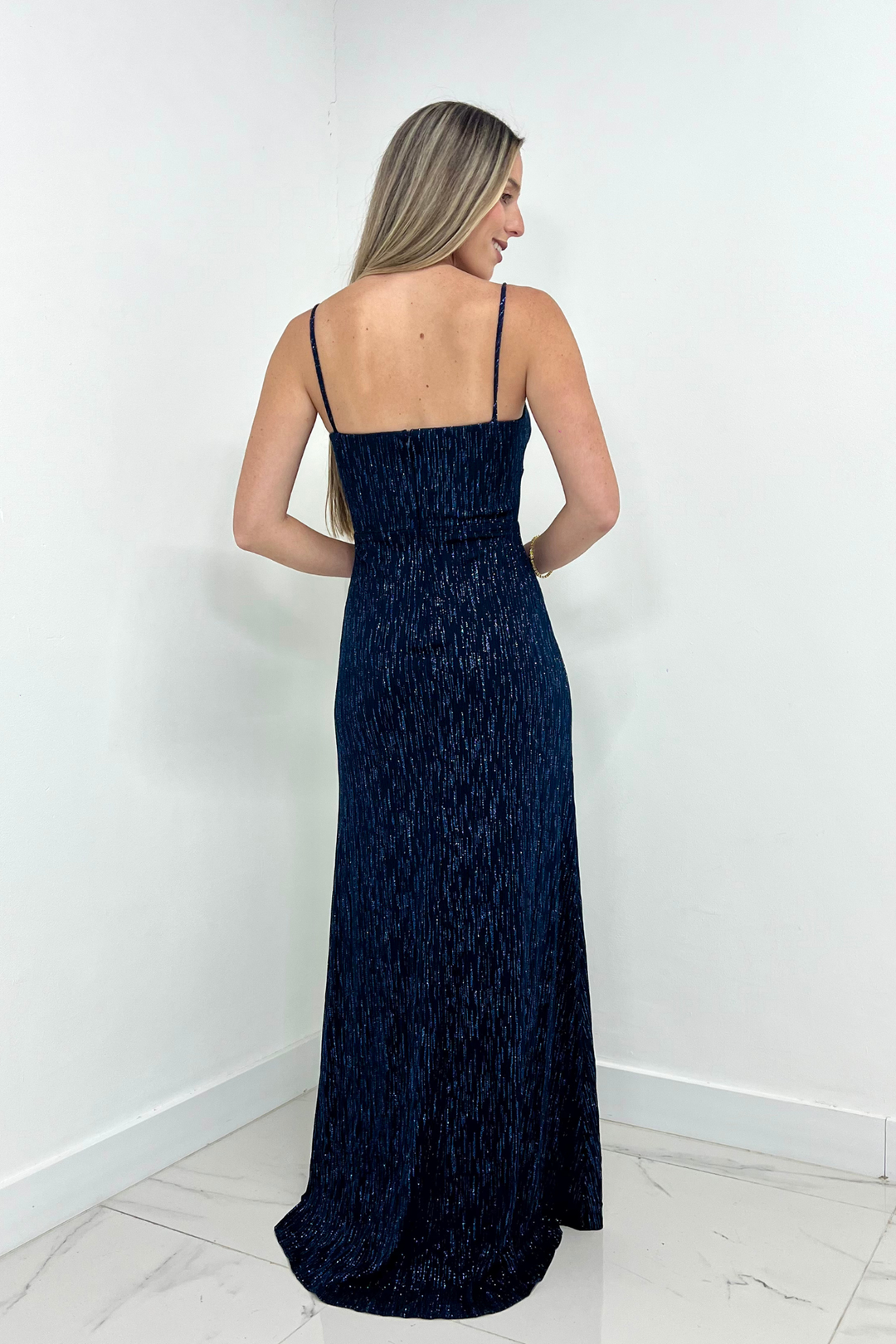 Vestido largo azul marino