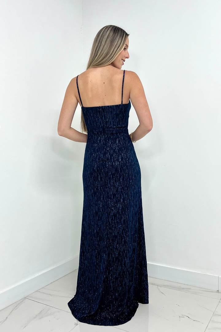 Vestido largo azul marino
