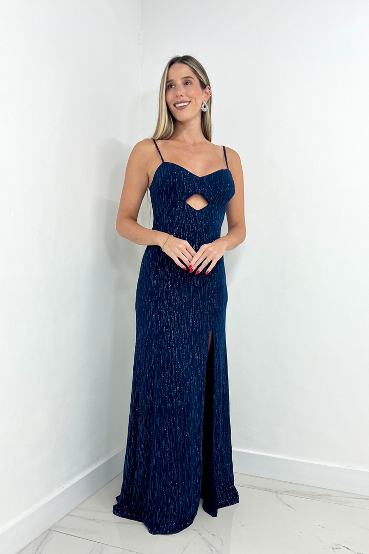 Vestido largo azul marino